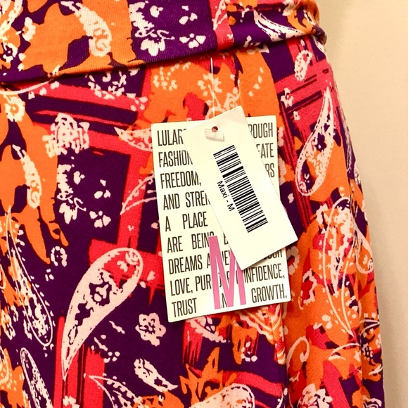 LuLaRoe Orange Pink Purple Paisley SZ M Bohemian Hippie Festival Maxi Skirt - Picture 4 of 10